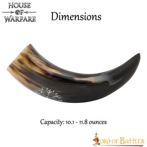 Genuine Drinking Horn with Hand-Carved Odins Triple Horns
