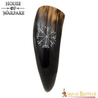 Genuine Drinking Horn with Hand-Carved Odins Triple Horns