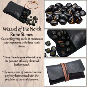 Norse Rune Stones with Leather Pouch