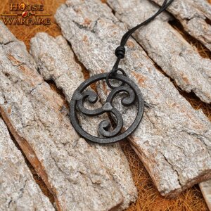 The Celtic Warrior Hand Forged Triskelion Pendant with Leather Cord