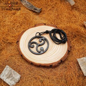 The Celtic Warrior Hand Forged Triskelion Pendant with Leather Cord