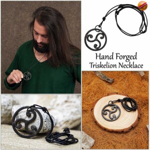 The Celtic Warrior Hand Forged Triskelion Pendant with Leather Cord