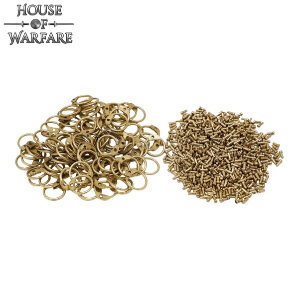 Loose Chainmail Rings, Solid Brass Round Rings with Round Rivets, 8mm 17gauge