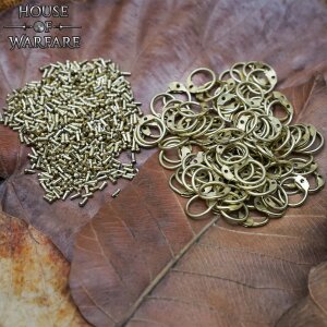 Loose Chainmail Rings, Solid Brass Round Rings with Round Rivets, 8mm 17gauge