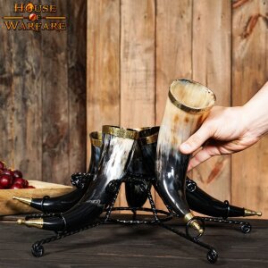 Hand Forged Drinking Horn Stand for Five Horns