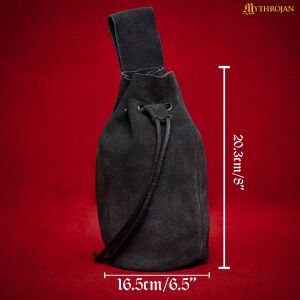 Medieval Drawstring Belt Bag,  Suede Leather
