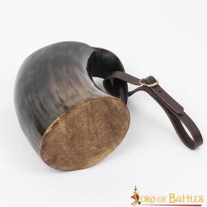 Viking Horn Mug Tankard With Leather Strap 800ml Wine Beer Mead