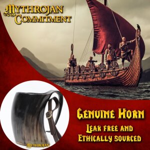 Viking Horn Mug Tankard With Leather Strap 800ml Wine Beer Mead