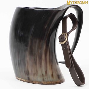 Viking Horn Mug Tankard With Leather Strap 800ml Wine Beer Mead