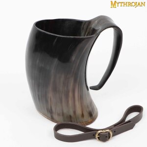 Viking Horn Mug Tankard With Leather Strap 800ml Wine Beer Mead