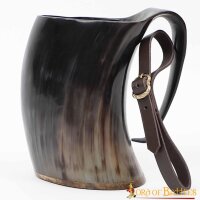 Viking Horn Mug Tankard With Leather Strap 800ml Wine Beer Mead