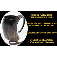 Viking Horn Mug Tankard With Leather Strap 800ml Wine Beer Mead