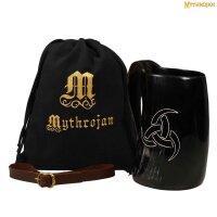 Viking Drinking Tankard With Medieval Buckle Leather Strap & Bag