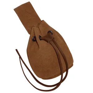 Medieval Drawstring Belt Bag,  Suede Leather, Gold...