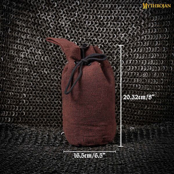 Medieval Drawstring Belt Bag,  Handwoven Canvas
