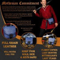 "the Adventurer´s" Belt Bag With Horn Toggle,  Full Grain Leather, Blue, 8"X 7"