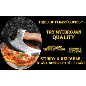 Viking Steel Pizza Axe Authentic Medieval Pizza Cutter Axe Mezzaluna Ulu Rocking Pizza Gift Knife