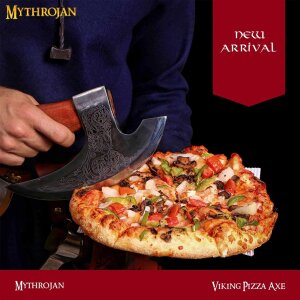 Viking Steel Pizza Axe Authentic Medieval Pizza Cutter Axe Mezzaluna Ulu Rocking Pizza Gift Knife