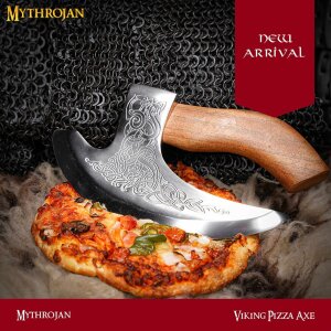 Viking Steel Pizza Axe Authentic Medieval Pizza Cutter Axe Mezzaluna Ulu Rocking Pizza Gift Knife