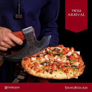 Viking Steel Pizza Axe Authentic Medieval Pizza Cutter Axe Mezzaluna Ulu Rocking Pizza Gift Knife