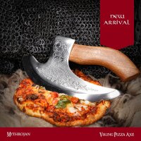 Viking Steel Pizza Axe Authentic Medieval Pizza Cutter Axe Mezzaluna Ulu Rocking Pizza Gift Knife