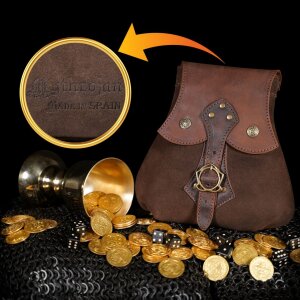 "Stalwart Warrior" Leather Pouch For Larp, Medieval Sca Cosplay Brown, 8"—8"