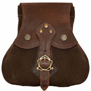 "Stalwart Warrior" Leather Pouch For Larp, Medieval Sca Cosplay Brown, 8"—8"