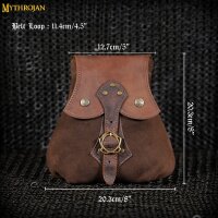 "Stalwart Warrior" Leather Pouch For Larp, Medieval Sca Cosplay Brown, 8"—8"