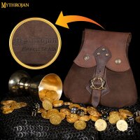 "Stalwart Warrior" Leather Pouch For Larp, Medieval Sca Cosplay Brown, 8"—8"