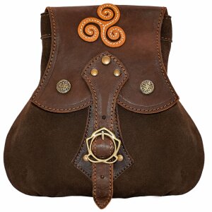 "Stalwart Warrior" Leather Pouch For Larp, Medieval Sca Cosplay Brown, 8"—8"