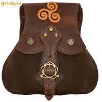 "Stalwart Warrior" Leather Pouch For Larp, Medieval Sca Cosplay Brown, 8"—8"