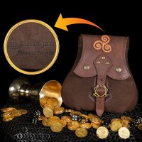 "Stalwart Warrior" Leather Pouch For Larp, Medieval Sca Cosplay Brown, 8"—8"