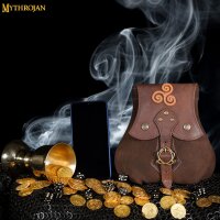 "Stalwart Warrior" Leather Pouch For Larp, Medieval Sca Cosplay Brown, 8"—8"