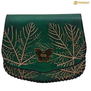 "Forest Grace" Elven Leather Pouch: Ideal For Larp, Cosplay, Elvish Costume & Healer Or Ranger Outfit, 7.4"X8.8"X2.9"