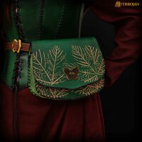 "Forest Grace" Elven Leather Pouch: Ideal For Larp, Cosplay, Elvish Costume & Healer Or Ranger Outfit, 7.4"X8.8"X2.9"