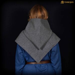 Skjoldehamn Viking Hood 100% Wool With Baltic Linen Lining, Ideal For Reenactment, Larp, Sca. And Movie Prop