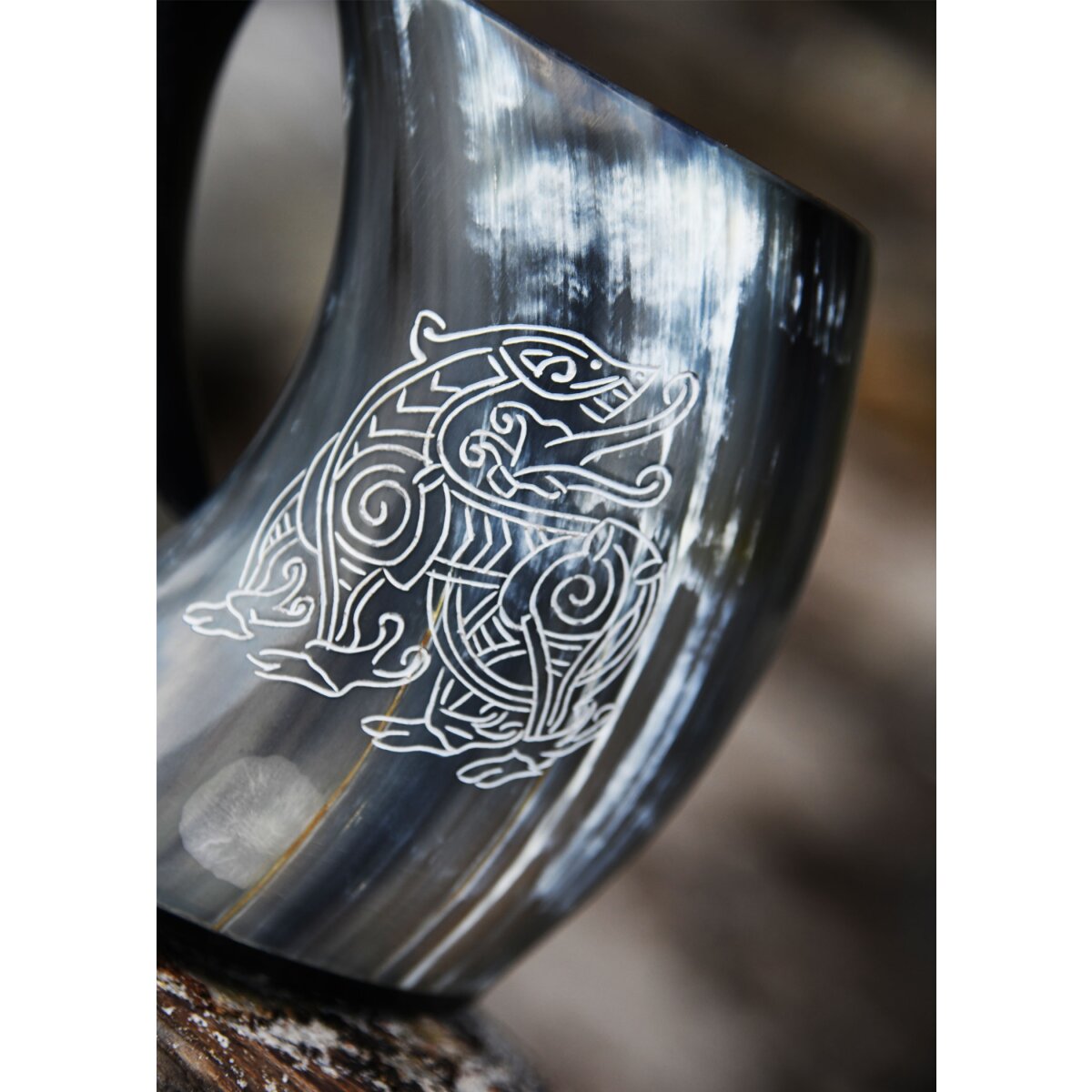 Beer mug made from horn - "dragon"