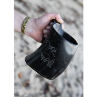 Beer mug made of horn - "Odin rides Sleipnir"