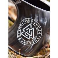 Beer mug made of horn - "Valknut":