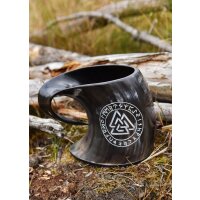 Beer mug made of horn - "Valknut":