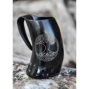 Beer mug made of horn - "Yggdrasil"