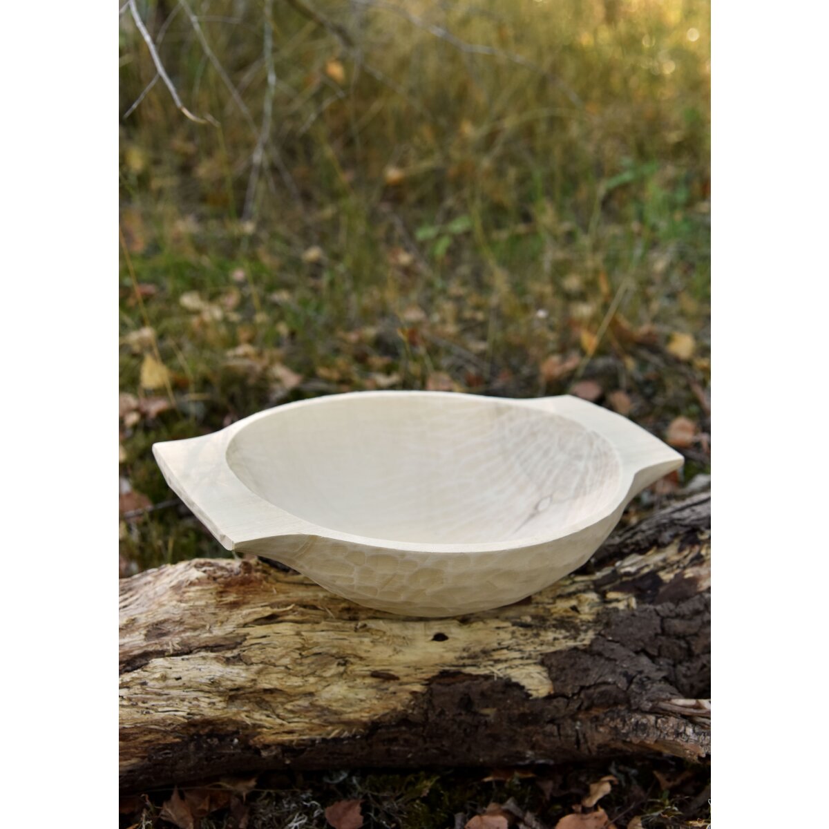 Woden bowl with handles, hand-carved, approx. 32 x 24 cm
