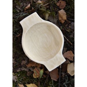 Wooden bowl with handles, hand-carved, approx. 16 x 10 cm
