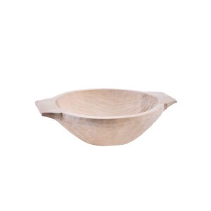 Wooden bowl with handles, hand-carved, approx. 25 x 20 cm