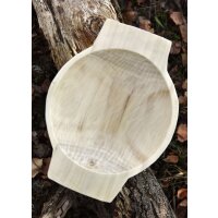 Wooden bowl with handles, hand-carved, approx. 27 x 21 cm