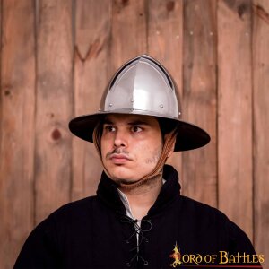 XIV Century kettle Hat Steel Helmet with leather Liner