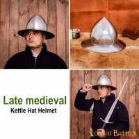 XIV Century kettle Hat Steel Helmet with leather Liner