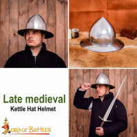 XIV Century kettle Hat Steel Helmet with leather Liner