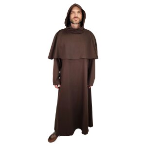 Brown monks habit set: habit, cowl, rope belt & wooden cross