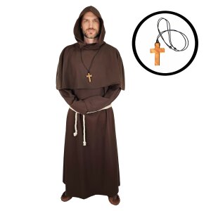 Kit tunique de moine marron : habit,cucullule,ceinture de...